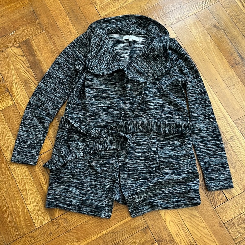 Ann Taylor LOFT Belted Wrap Marled Long Cardigan XS Extra Small